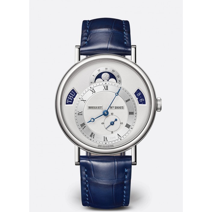 White gold watch White dial date moon phases Classique Breguet